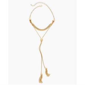 Chico's Gold Fringe Pendant Briar Tassel Bolo Style Statement Necklace Jewelry